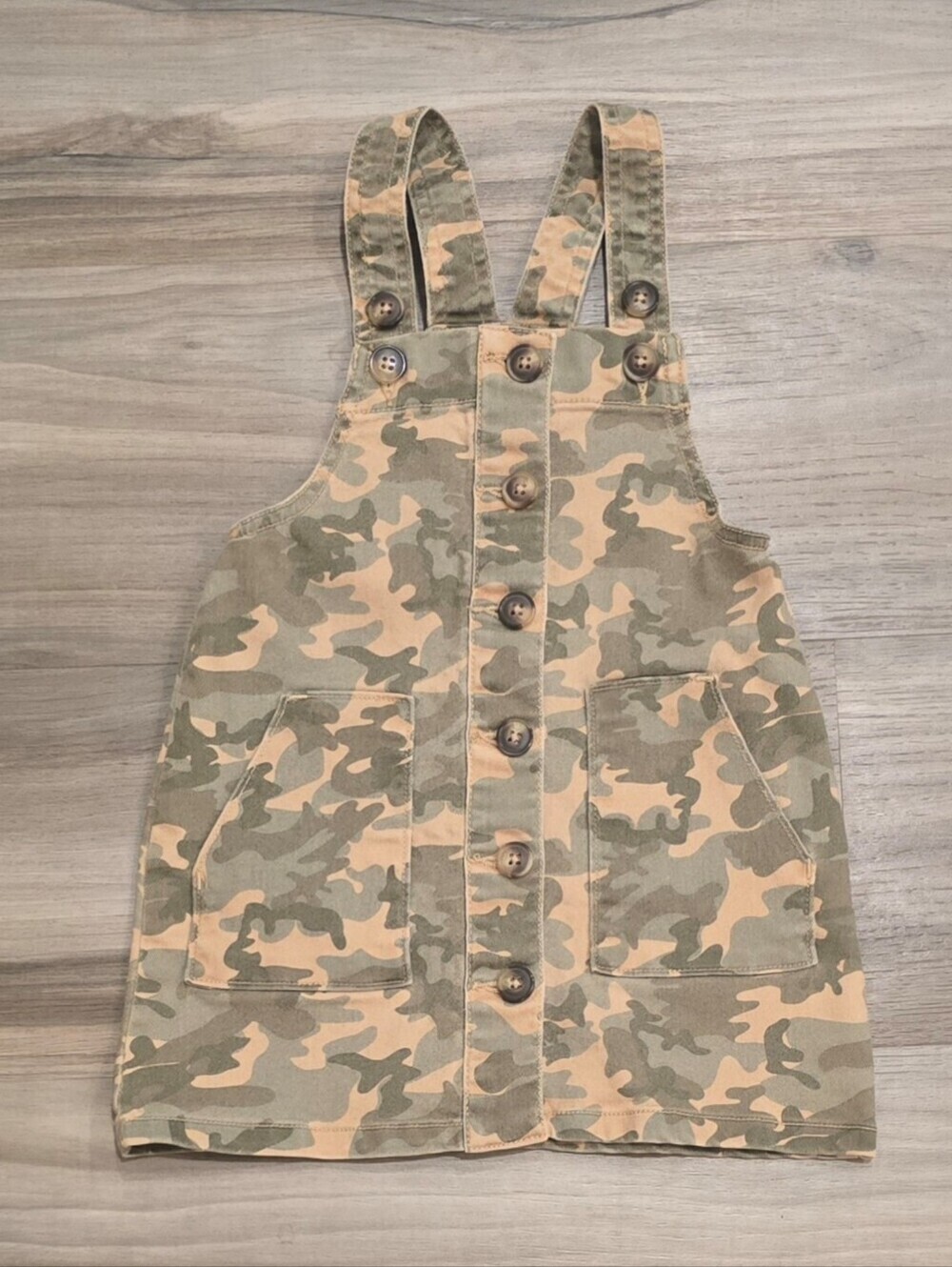 Wonder Nation Girls Camo Overall Romper Size 2T Adjustable Straps Button Front